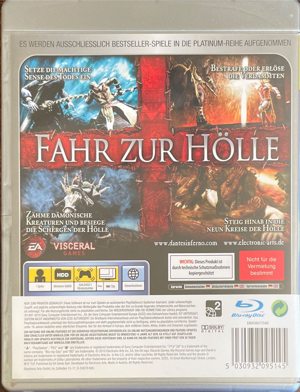 Dantes Inferno - Sony PlayStation 3 (PS3) (Electronic Arts/EA Games - 1) video game collectible [Barcode 5030932095145] - Main Image 2