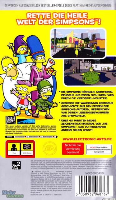 The Simpsons Game - Sony PlayStation Portable (PSP) (Electronic Arts/EA Games - 1) video game collectible [Barcode 014633154931] - Main Image 2