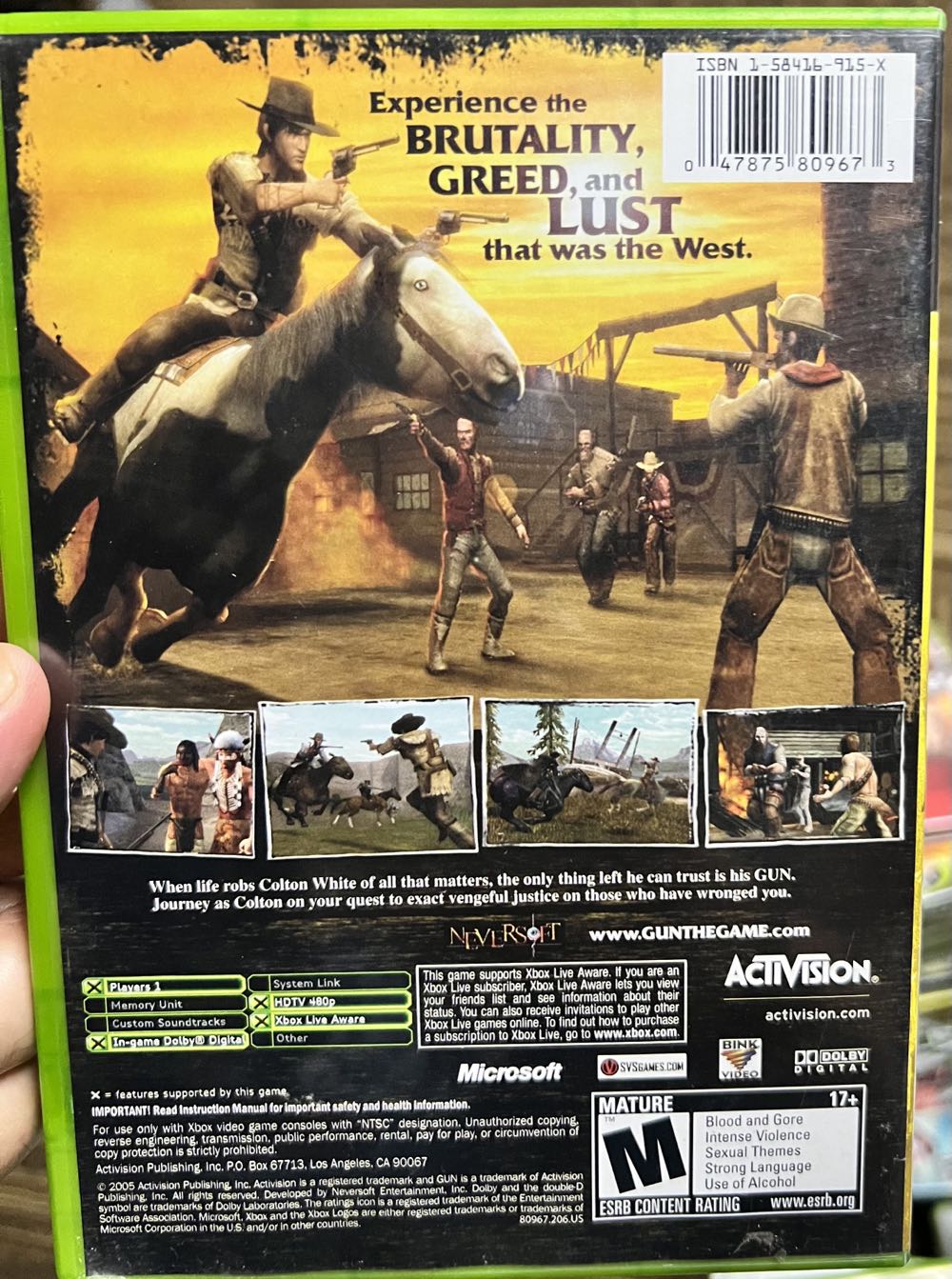 GUN - Microsoft Xbox video game collectible [Barcode 047875809673] - Main Image 2