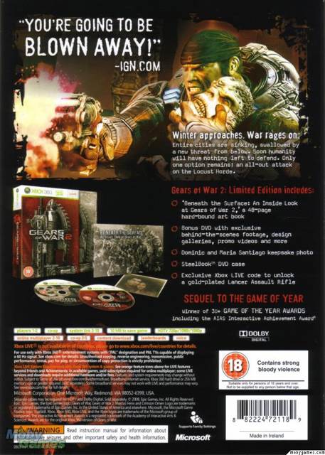 Gears of War 2 - Microsoft Xbox 360 (Microsoft Game Studios - 10) video game collectible [Barcode 0882224262613] - Main Image 2