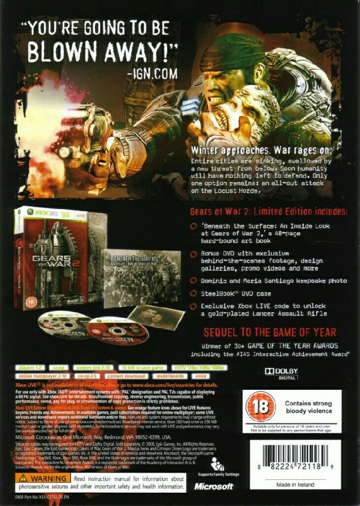 Gears of War 2 - Microsoft Xbox 360 (Microsoft Game Studios) video game collectible - Main Image 2