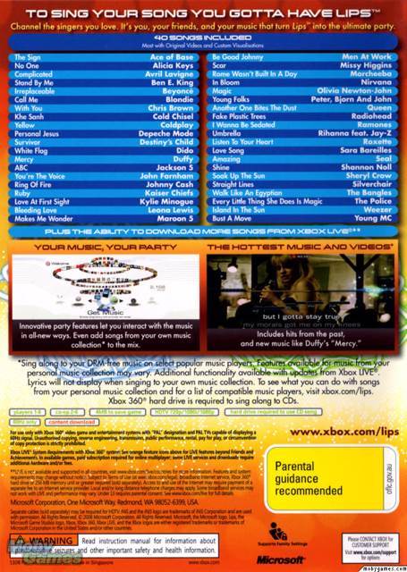 Lips - Microsoft Xbox 360 (Microsoft - 4) video game collectible [Barcode 777720786407] - Main Image 2