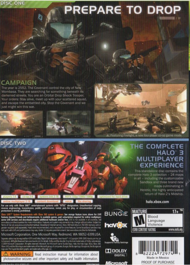 Halo 3 ODST - Microsoft Xbox 360 (Microsoft Game Studios - 4) video game collectible [Barcode 882224750325] - Main Image 2