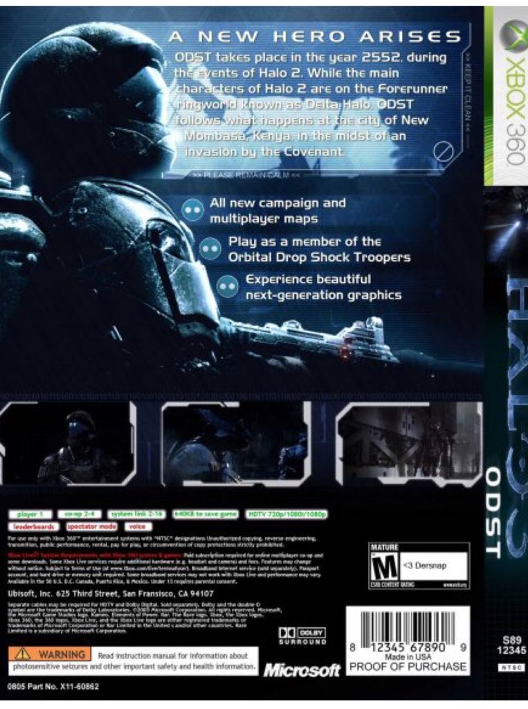 Halo 3 ODST - Microsoft Xbox 360 (Microsoft) video game collectible - Main Image 2