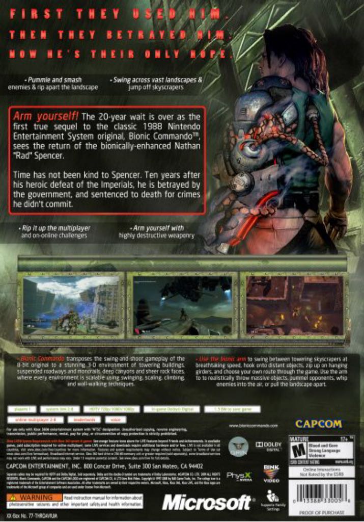 Bionic Commando - Microsoft Xbox 360 (Capcom - 1) video game collectible [Barcode 5055060961322] - Main Image 2