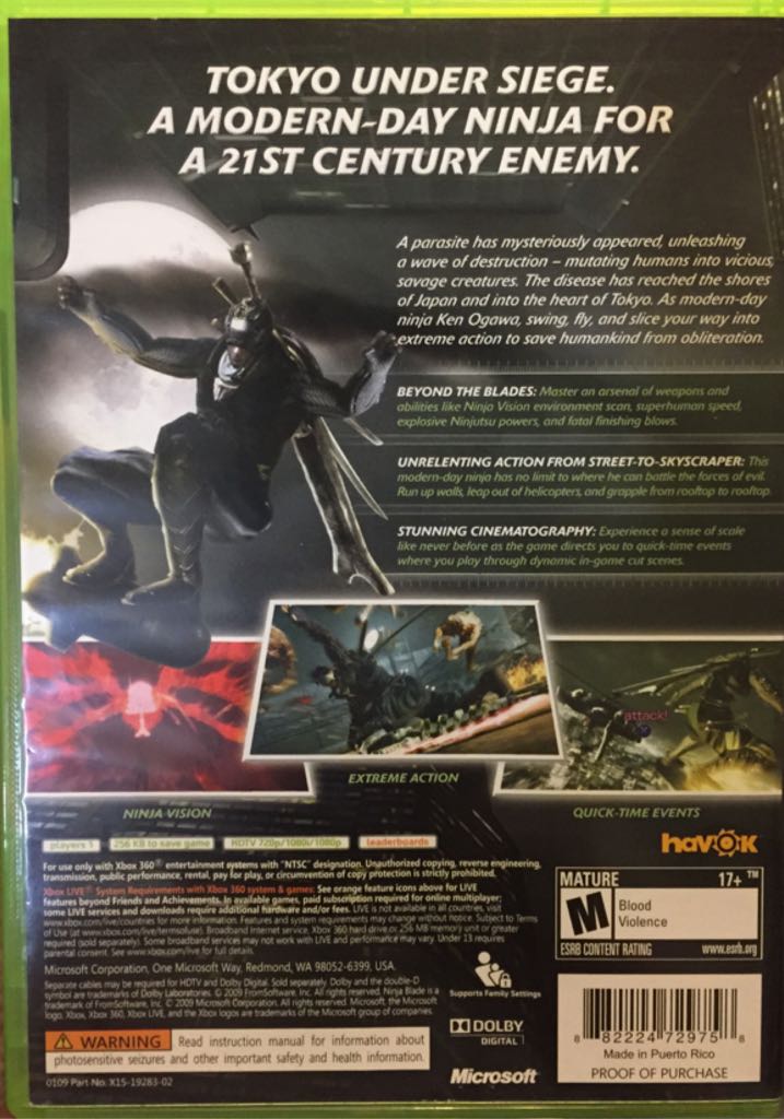Ninja Blade - Microsoft Xbox 360 (Microsoft Game Studios - 1) video game collectible [Barcode 882224729758] - Main Image 2