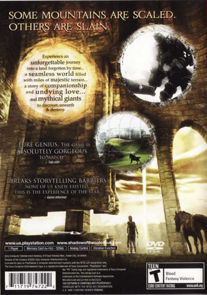 Shadow of the Colossus - Sony PlayStation 2 (PS2) (Sony Computer Entertainment - 1) video game collectible [Barcode 1171774722] - Main Image 2