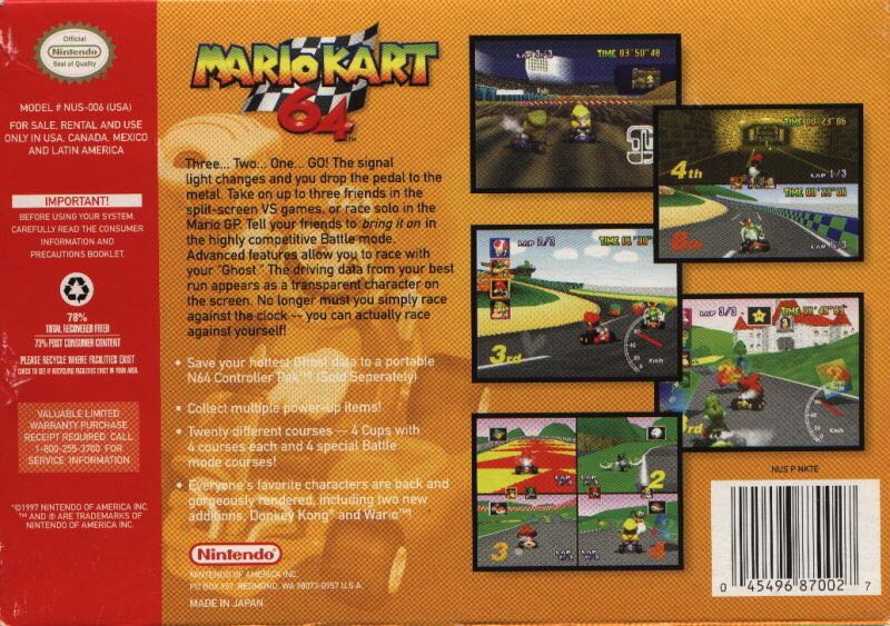 Mario Kart 64 - Nintendo 64 (N64) (Nintendo - 4) video game collectible - Main Image 2