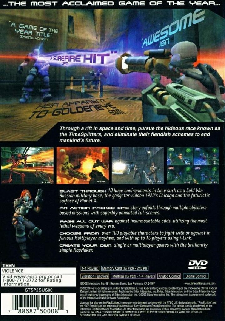 Timesplitters 2 - Sony PlayStation 2 (PS2) (Eidos) video game collectible [Barcode 5032921017053] - Main Image 2