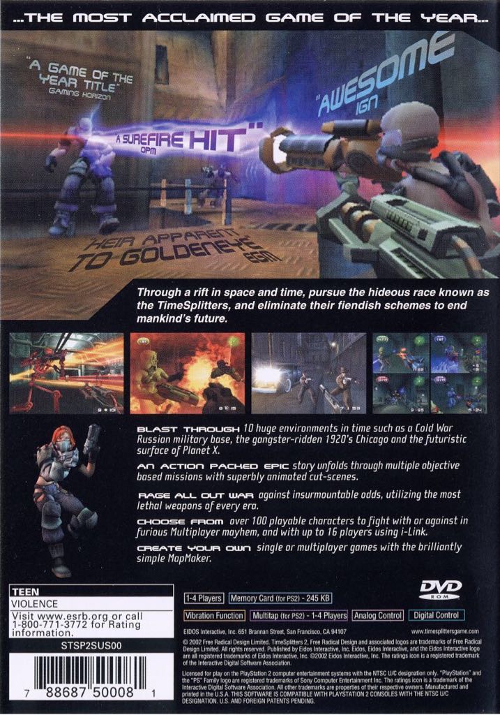 Timesplitters 2 - Nintendo GameCube (Eidos - 1-4) video game collectible [Barcode 5032921017084] - Main Image 2