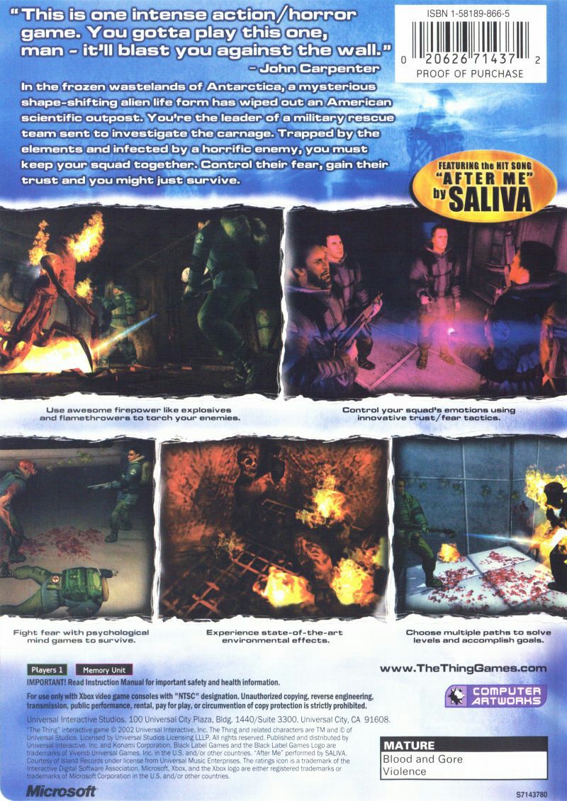 The Thing - Microsoft Xbox (Konami - 1) video game collectible [Barcode 3348542161825] - Main Image 2