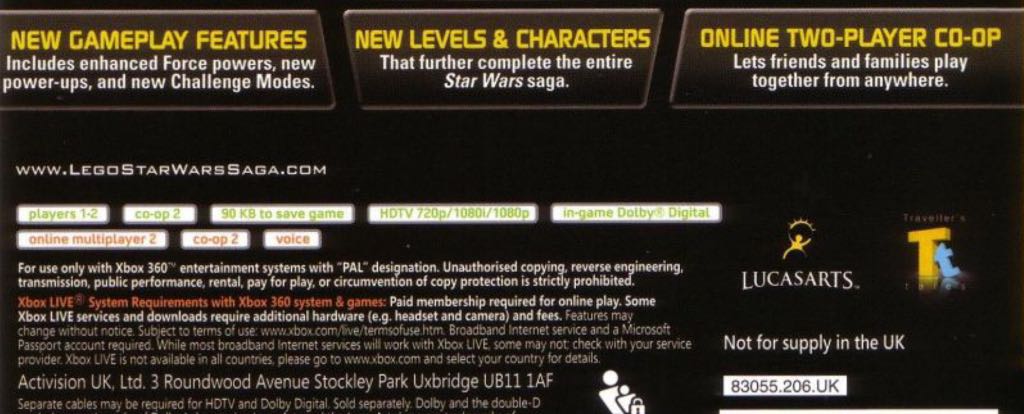 LEGO Star Wars: The Complete Saga - Microsoft Xbox 360 (LucasArts - 2) video game collectible [Barcode 023272004507] - Main Image 2