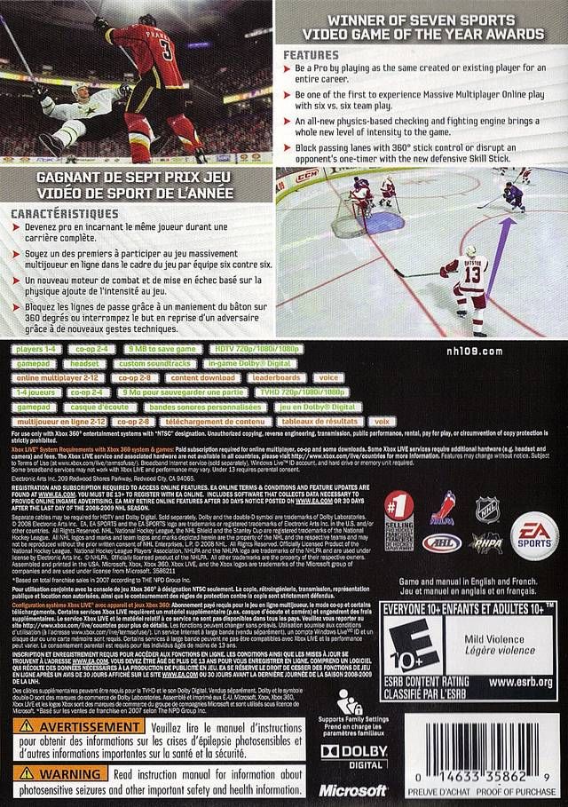 NHL 09 - Microsoft Xbox 360 (Electronic Arts/EA Games - 4) video game collectible [Barcode 014633358629] - Main Image 2