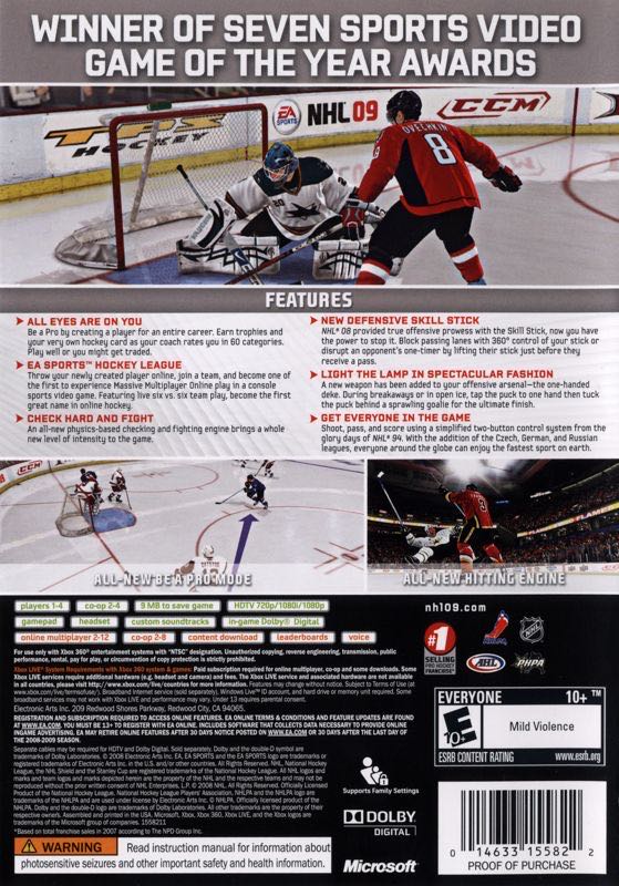 NHL 09 - Microsoft Xbox 360 (Electronic Arts/EA Games - 12) video game collectible [Barcode 5030930066833] - Main Image 2