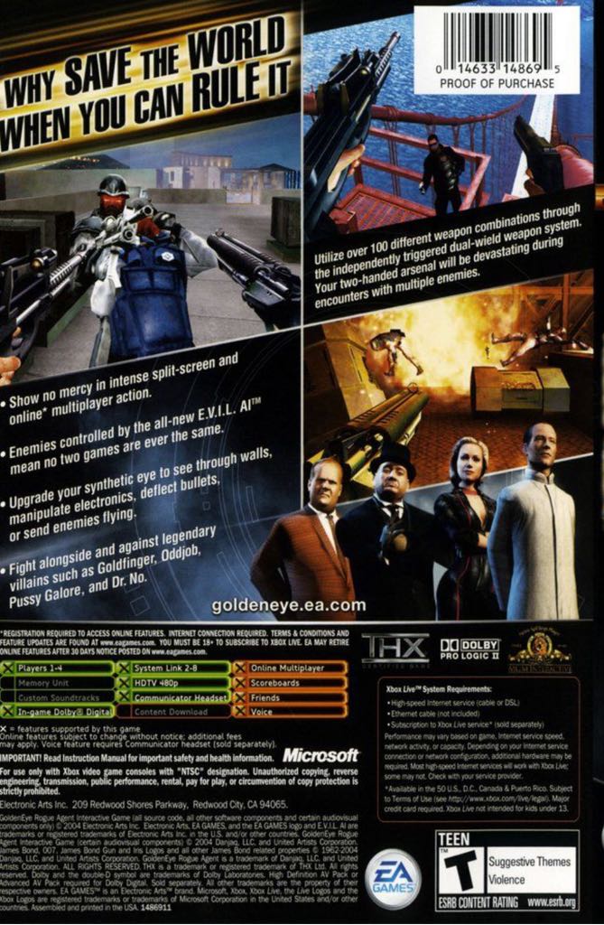 GoldenEye: Rogue Agent - Sony PlayStation 2 (PS2) (Electronic Arts - 1-4) video game collectible [Barcode 5030934039710] - Main Image 2