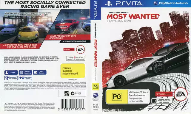 Need For Speed Most Wanted - Sony PlayStation Vita (PS Vita) (EA - 1) video game collectible [Barcode 5035225110383] - Main Image 3