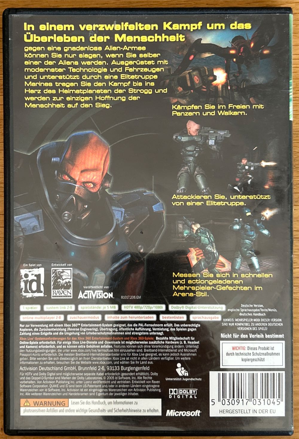 Quake 4 (DE) - Microsoft Xbox 360 (1) video game collectible [Barcode 5030917031045] - Main Image 2