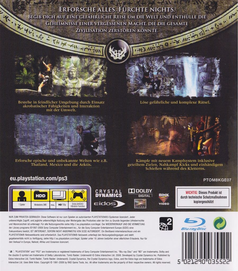 Tomb Raider Underworld - Sony PlayStation 3 (PS3) (Eidos Interactive - 1) video game collectible [Barcode 5021290035522] - Main Image 2