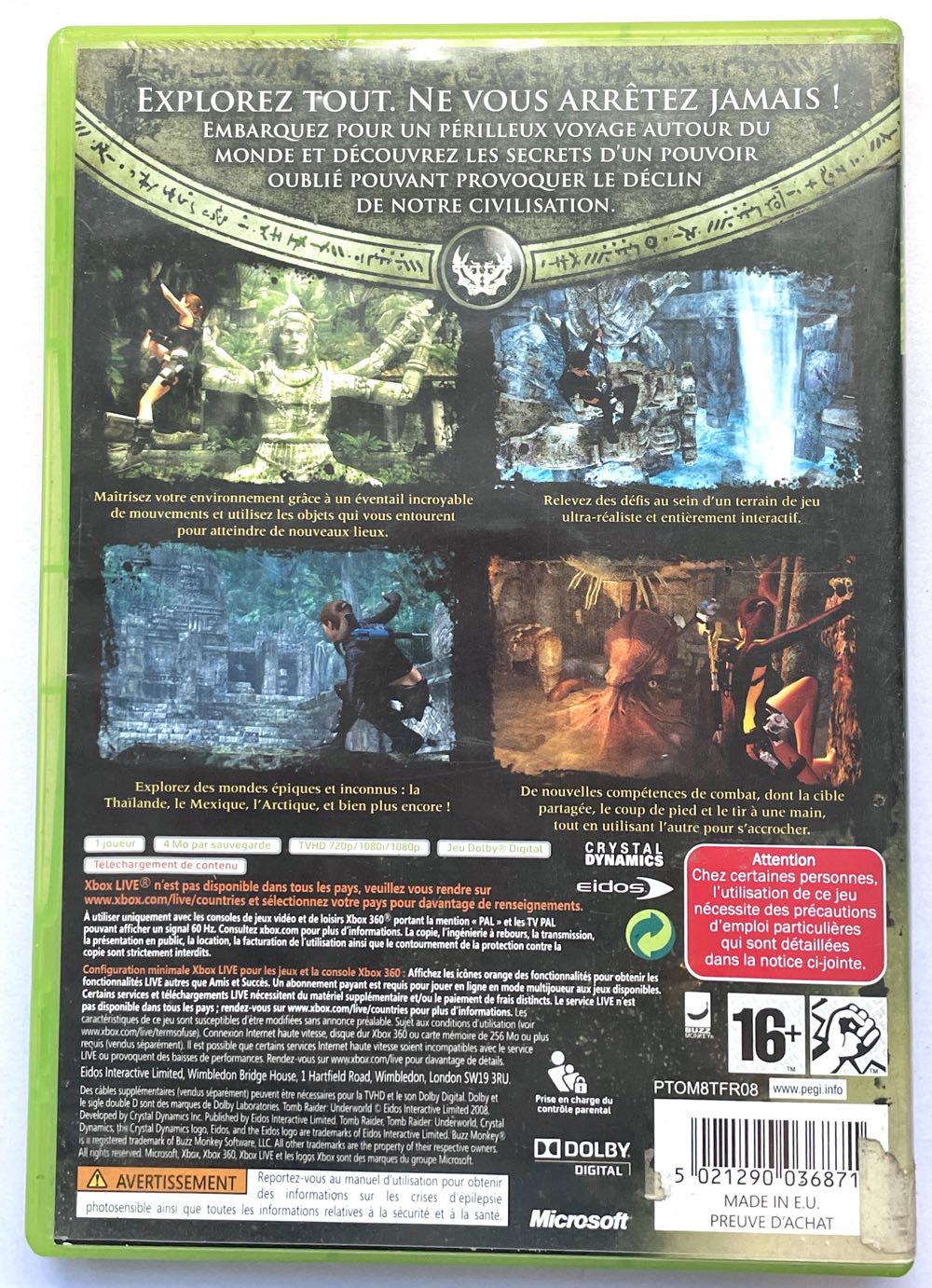 Tomb Raider Underworld - Microsoft Xbox 360 (Crystal Dynamics - 1) video game collectible [Barcode 5021290036871] - Main Image 2