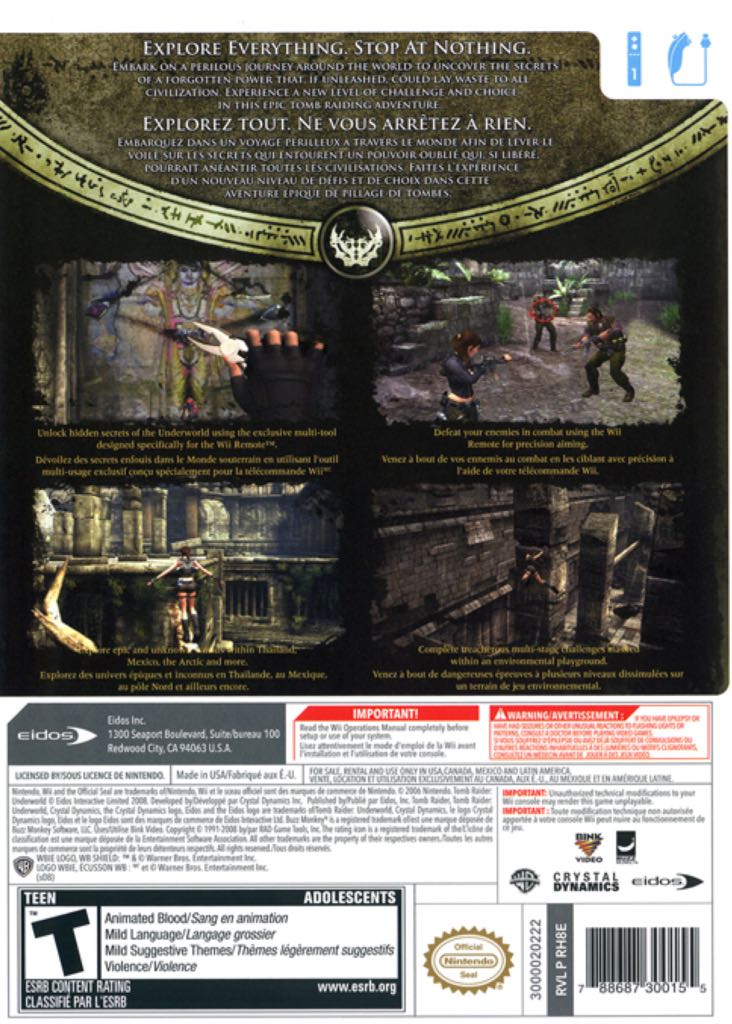 Tomb Raider Underworld - Nintendo Wii (Eidos) video game collectible [Barcode 5603625238855] - Main Image 2