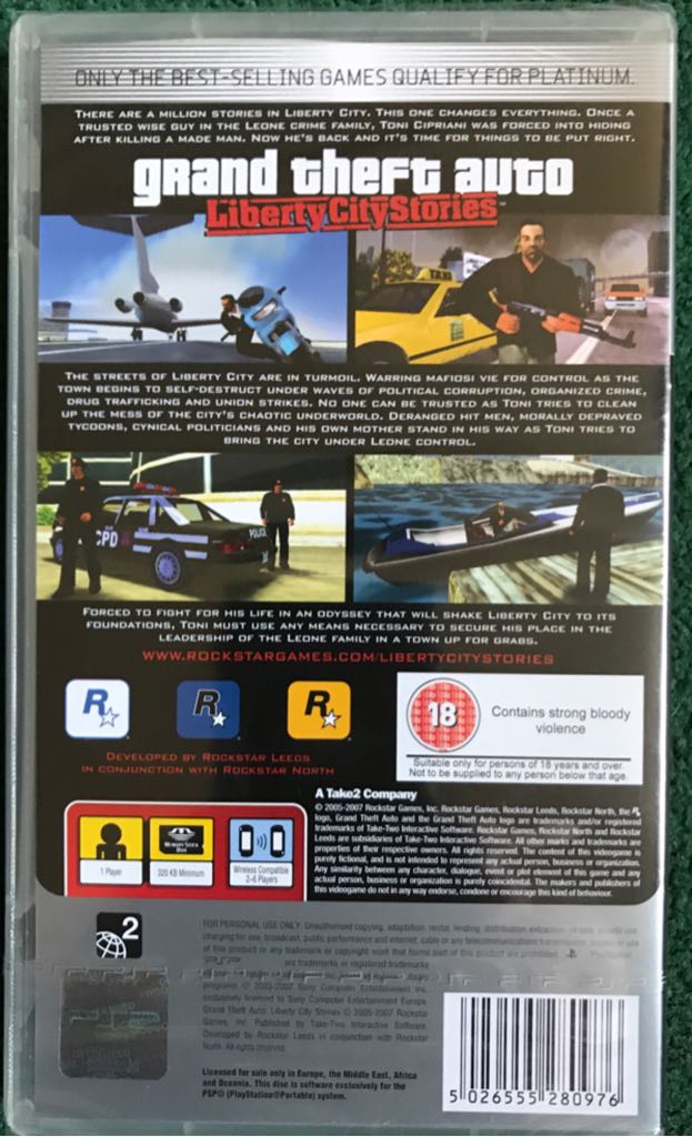 Grand Theft Auto: Liberty City Stories (PSP Platinum) - Sony PlayStation Portable (PSP) video game collectible [Barcode 5026555280976] - Main Image 2