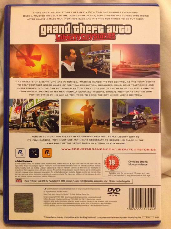 Grand Theft Auto: Liberty City Stories - Sony PlayStation 2 (PS2) (Rockstar Games - 1) video game collectible [Barcode 5026555305402] - Main Image 2