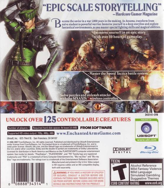 Enchanted Arms - Sony PlayStation 3 (PS3) (Ubisoft - 1) video game collectible [Barcode 008888343141] - Main Image 2