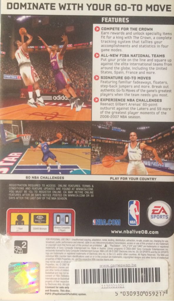 NBA LIVE 08 - Sony PlayStation Portable (PSP) ((EA) Electronic Arts) video game collectible - Main Image 2