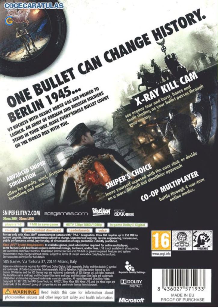 Sniper Elite - Microsoft Xbox Live video game collectible [Barcode 9345241001104] - Main Image 2