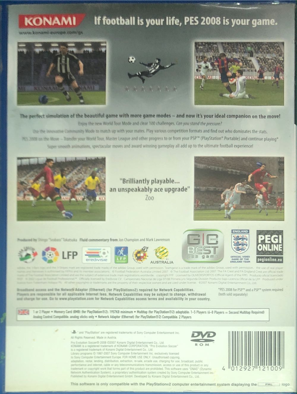 Pro Evolution Soccer 2008 - Sony PlayStation 2 (PS2) (Konami - 1-4) video game collectible [Barcode 4012927121009] - Main Image 2