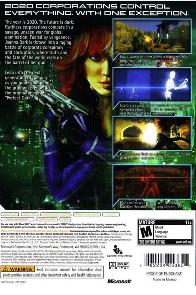 Perfect Dark Zero - Microsoft Xbox 360 (Microsoft Game Studios) video game collectible [Barcode 882224391702] - Main Image 2