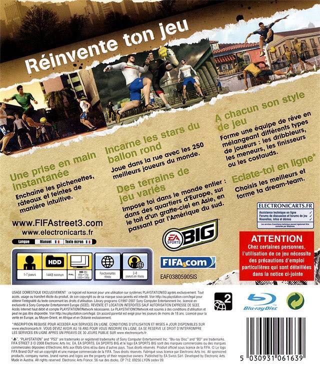 [2008] FIFA Street 3 - Sony PlayStation 3 (PS3) (Electronic Arts - 2) video game collectible [Barcode 5030932061638] - Main Image 2