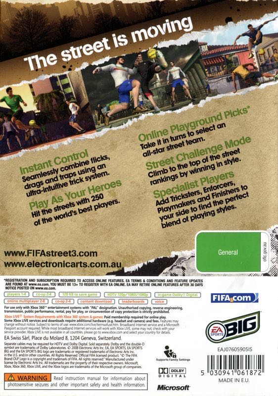 FIFA Street 3 - Microsoft Xbox 360 (Electronics Arts - 1-8) video game collectible [Barcode 5030932070944] - Main Image 2