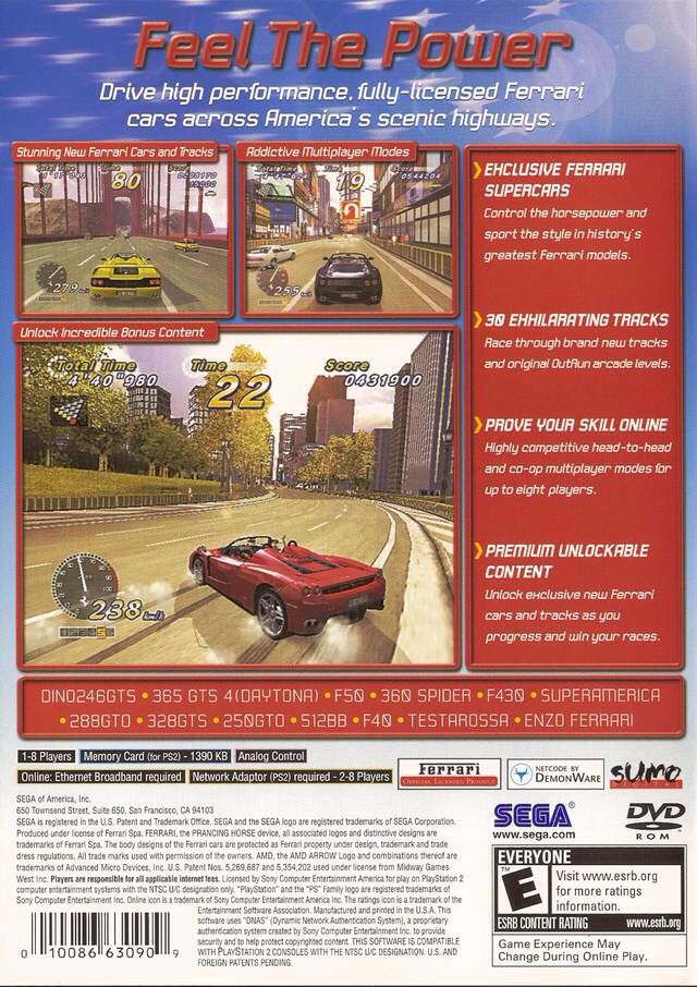 Outrun 2006: Coast 2 Coast - Sony PlayStation 2 (PS2) (Sega - 8) video game collectible [Barcode 010086630909] - Main Image 2