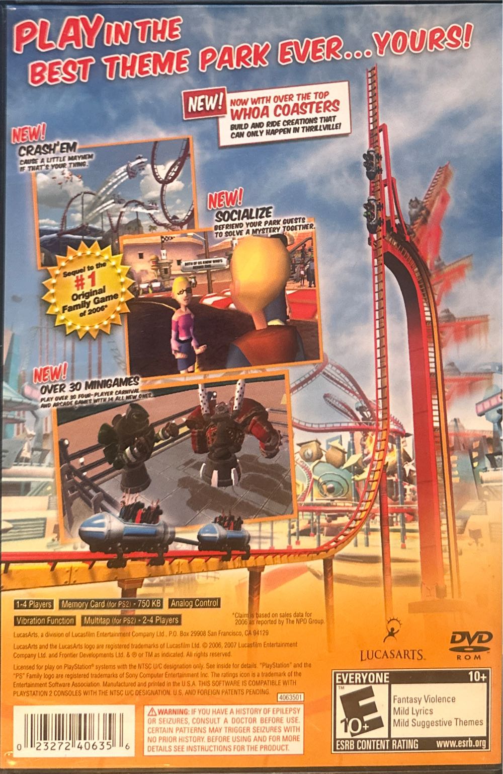 Thrillville: Off The Rails - Sony PlayStation 2 (PS2) (LucasArts - 4) video game collectible [Barcode 023272406356] - Main Image 2