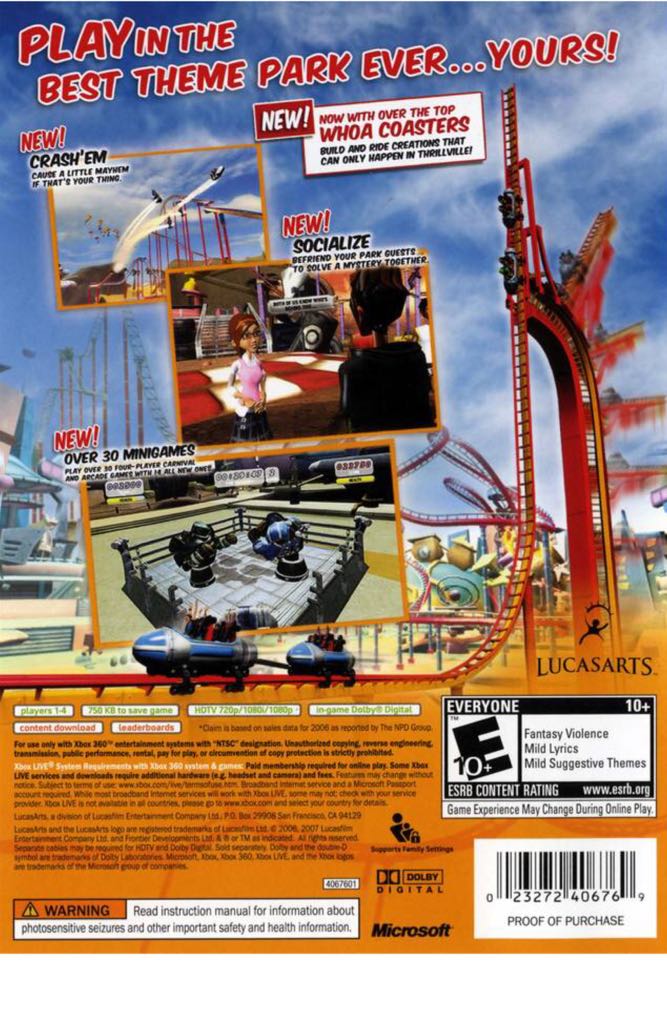 Thrillville Off The Rails - Sony PlayStation Portable (PSP) (LucasArts - 1-2) video game collectible [Barcode 023272406394] - Main Image 2