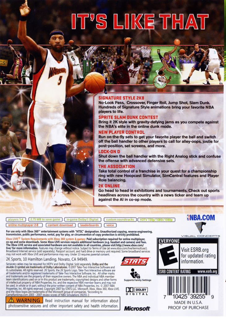 NBA 2K8 - Microsoft Xbox 360 (2K Sports - 4) video game collectible [Barcode 710425392559] - Main Image 2