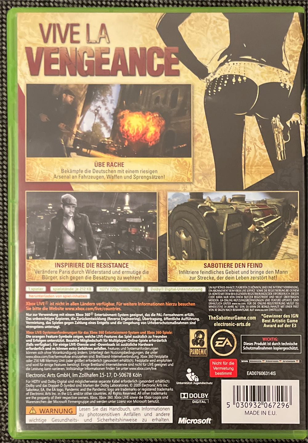 Saboteur - Microsoft Xbox 360 video game collectible [Barcode 5030932067296] - Main Image 2