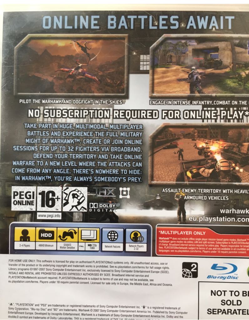 Warhawk - Sony PlayStation 3 (PS3) (Sony Computer Entertainment - 1) video game collectible [Barcode 711719435556] - Main Image 2