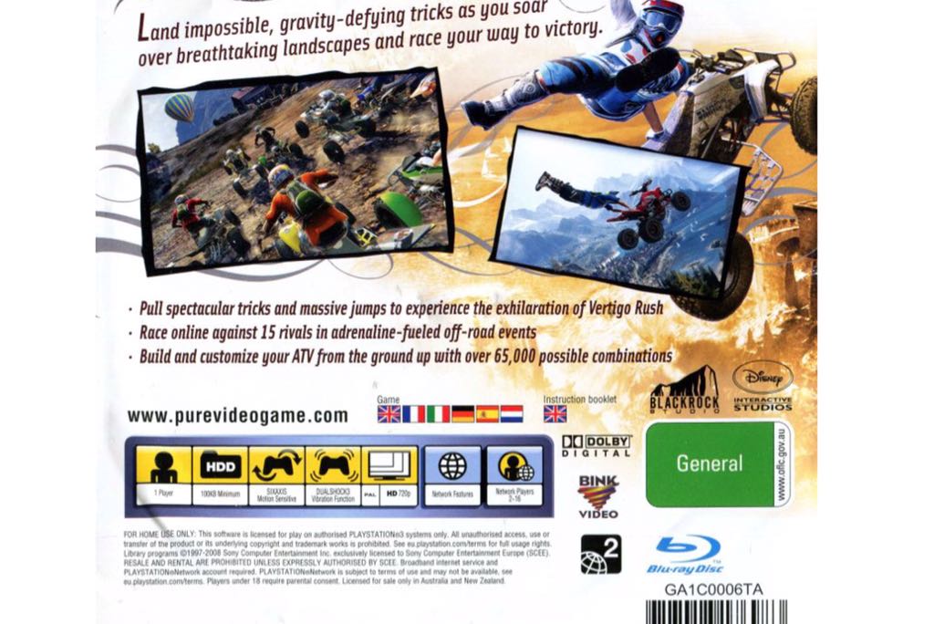 Pure - Sony PlayStation 3 (PS3) (Disney Interactive Studios - 1) video game collectible [Barcode 08610577] - Main Image 2