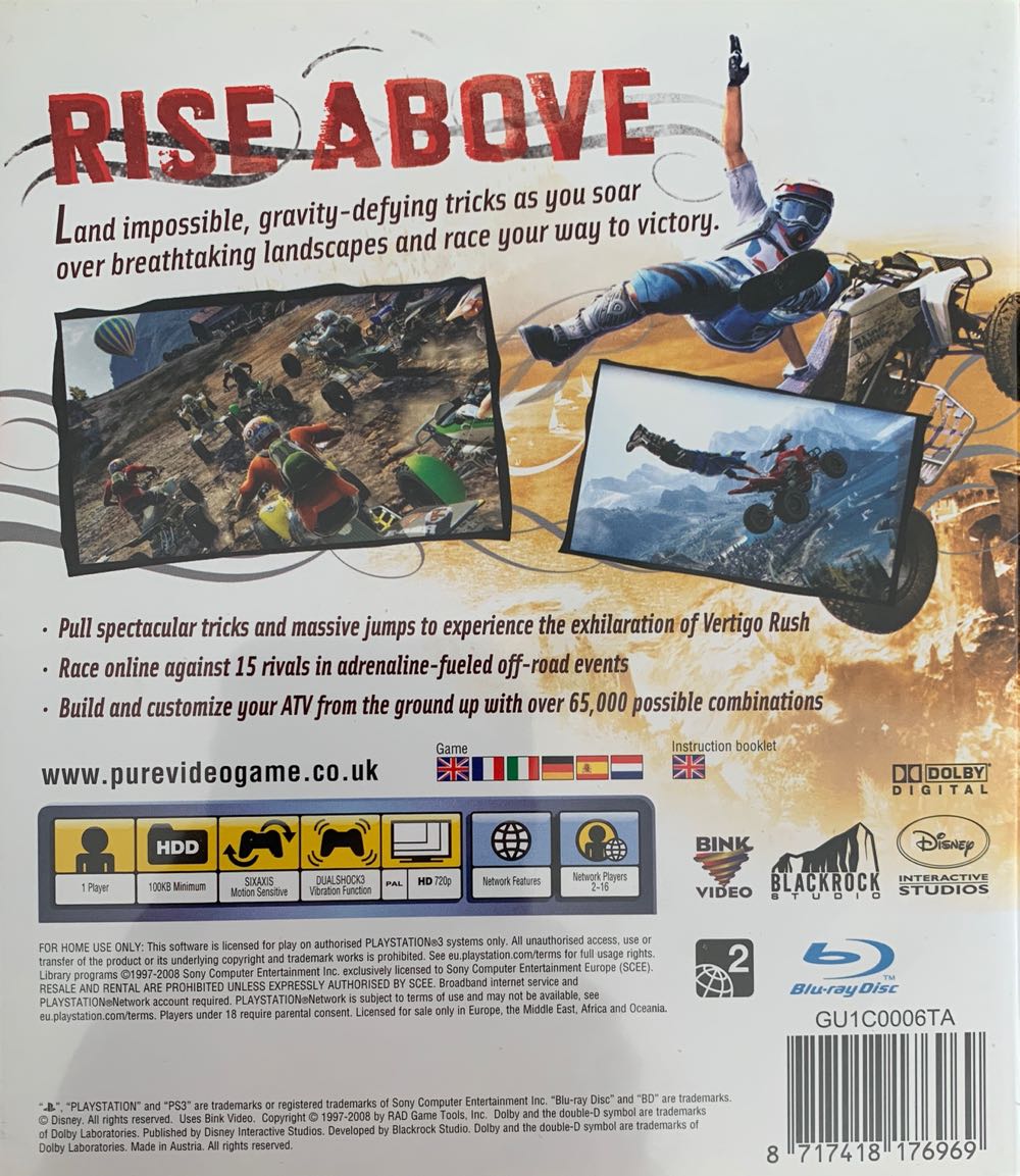 Pure - Sony PlayStation 3 (PS3) (Disney Interactive Studios - 1) video game collectible [Barcode 8717418176969] - Main Image 2