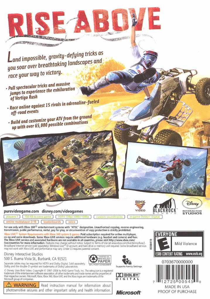 Pure - Microsoft Xbox 360 (Disney Interactive Studios) video game collectible [Barcode 8717418177232] - Main Image 2