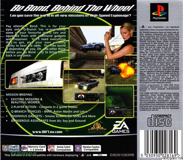007 Racing - Sony PlayStation (EA - 1-2) video game collectible [Barcode 5030945024866] - Main Image 2