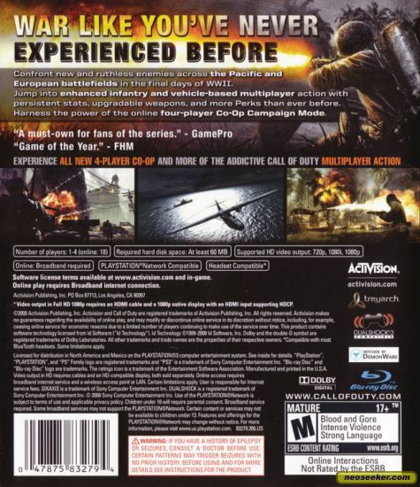 Call Of Duty: World At War - Sony PlayStation 3 (PS3) (Activision) video game collectible - Main Image 2