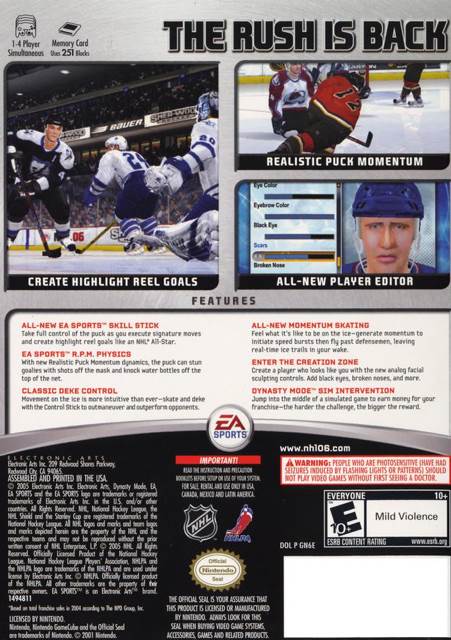 NHL 06 - Nintendo GameCube (Electronic Arts - 1-4) video game collectible [Barcode 014633149487] - Main Image 2