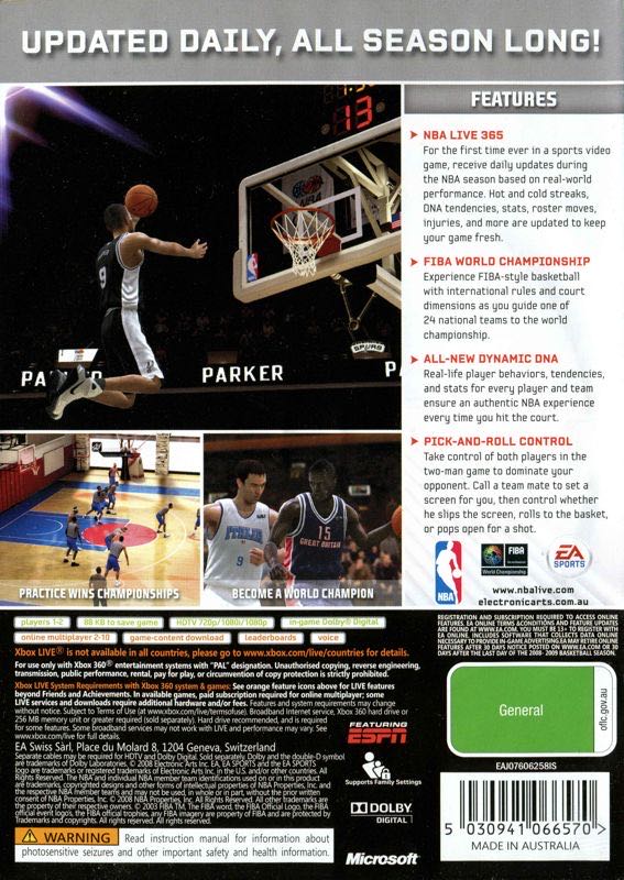 NBA Live 09 - Microsoft Xbox 360 (EA Electronics Arts - 1-10) video game collectible [Barcode 5030932066572] - Main Image 2