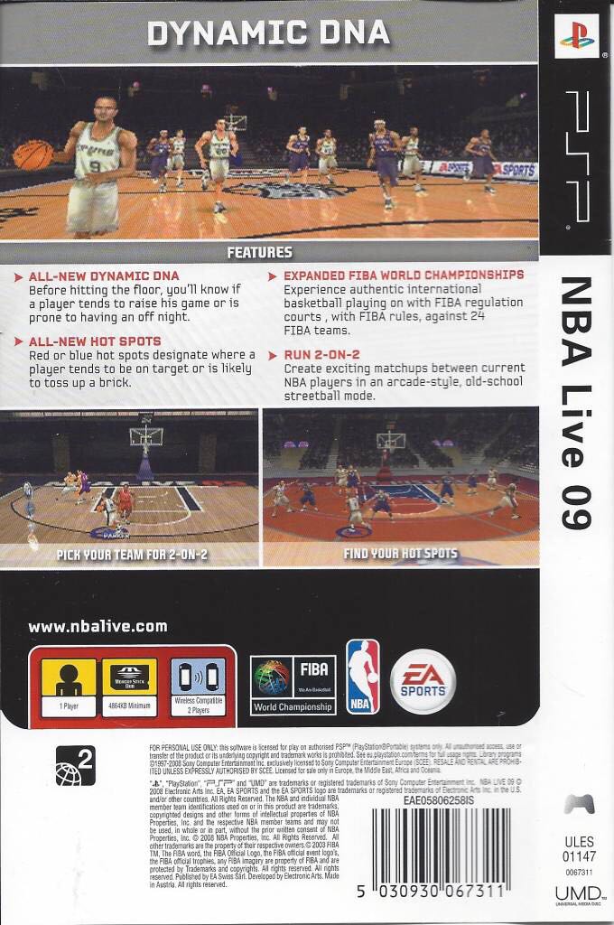 NBA Live 09 - Sony PlayStation Portable (PSP) video game collectible [Barcode 5030932067319] - Main Image 2