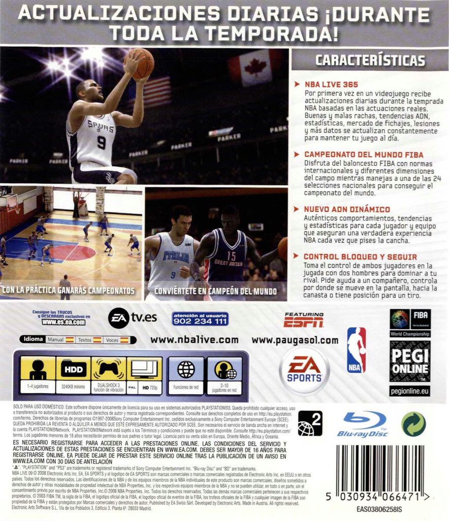NBA Live 09 - Sony PlayStation 3 (PS3) (Electronic Arts/EA Games - 4) video game collectible [Barcode 5030934066471] - Main Image 2