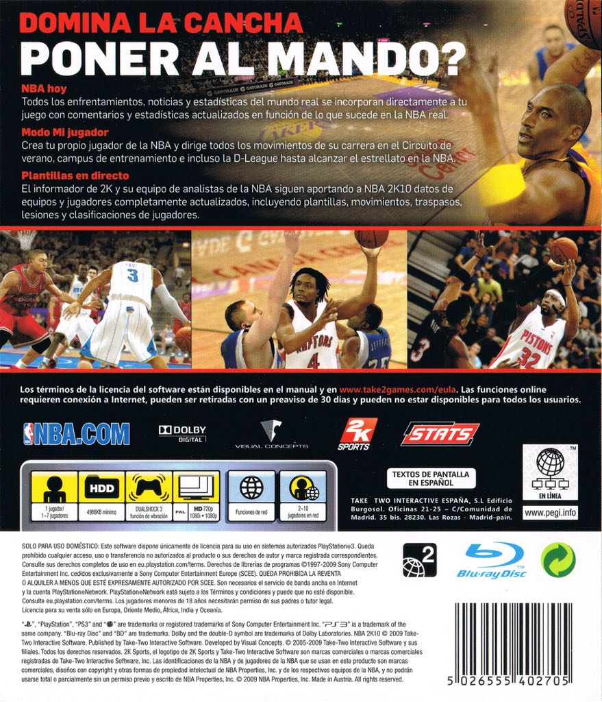 NBA 2K10 - Sony PlayStation 3 (PS3) (2K Sports - Playstation 3) video game collectible [Barcode 5026555402699] - Main Image 2