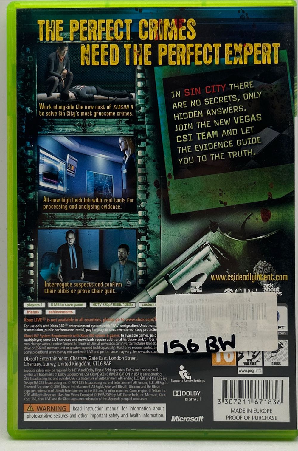 CSI: Deadly Intent - Microsoft Xbox 360 (Ubisoft - 1) video game collectible [Barcode 3307211671836] - Main Image 2